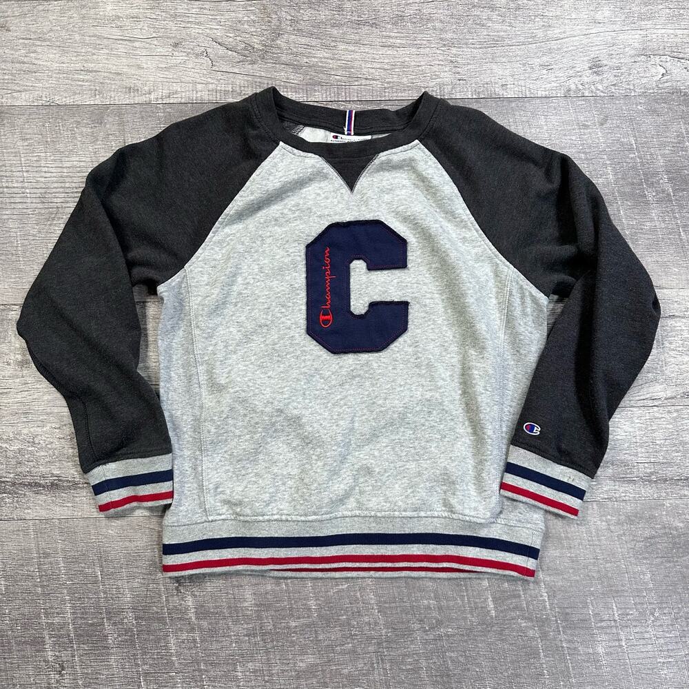 Champion C Logo Heritage Fleece Sweatshirt Womens S Oxford Grey Pullover Varsity